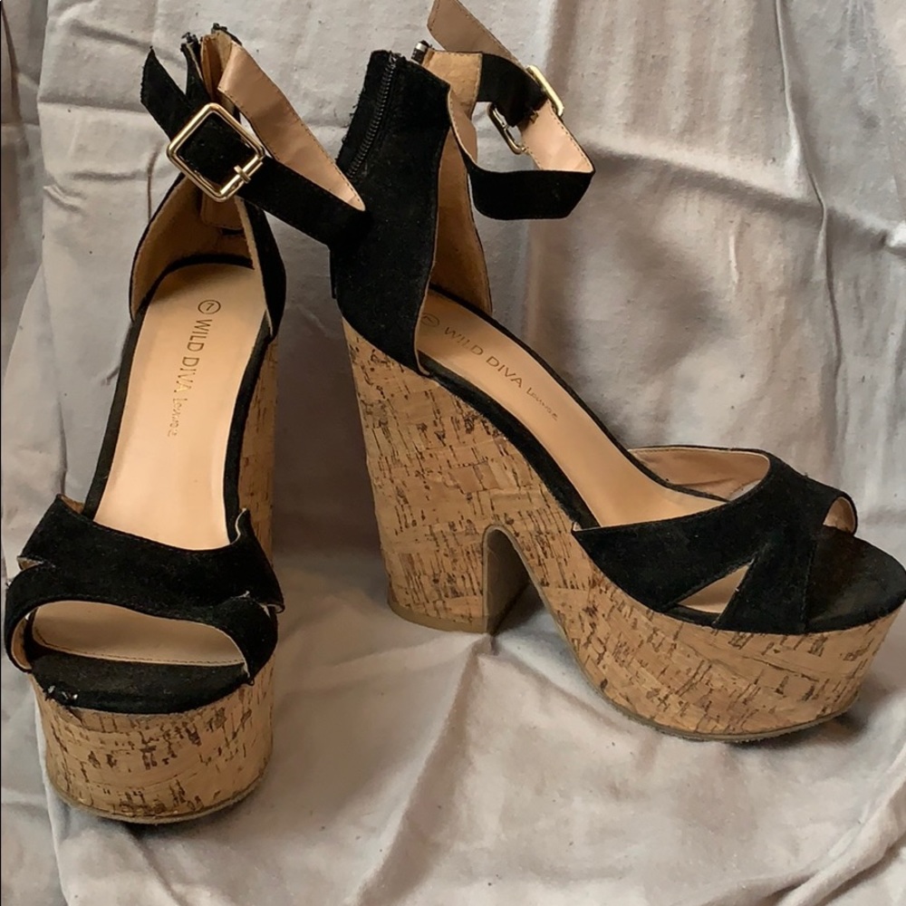 Cork heel wedges